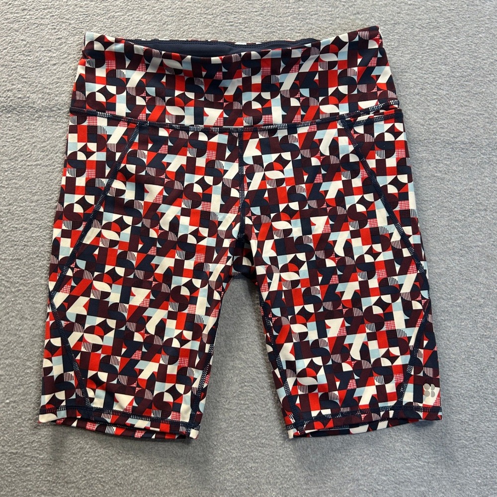 Sweaty Betty Power Biker Shorts Womens Small 9 Geometric Print High Rise Workout